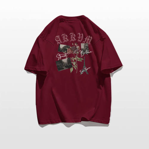 Rose Theme Cotton Short Sleeve T Shirts - Streetwear Designer Manufacturer,Support OEM,ODM
