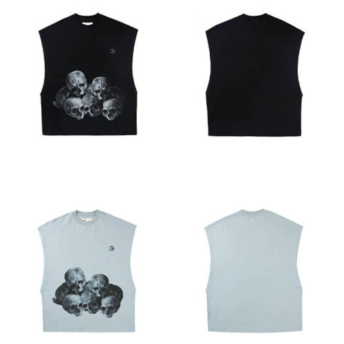 Customized Skull Sleeveless T Shirts - Cotton Oversized Fit T-Shirt - Streetwear Manufacturer