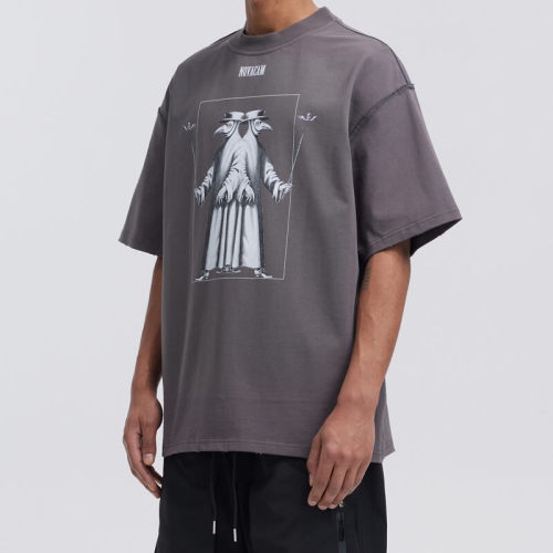 Plague Doctor Printed Short Sleeve T-Shirt - Milled Hem Reverse Stitching - Streetwear Manufacturer