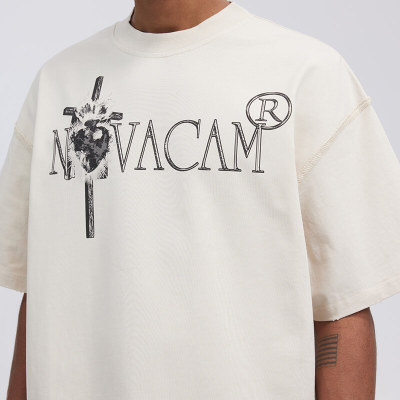 Crucifix Print Short Sleeve T-Shirt - Ground Edge Reverse Stitching - China Streetwear Manufacturer