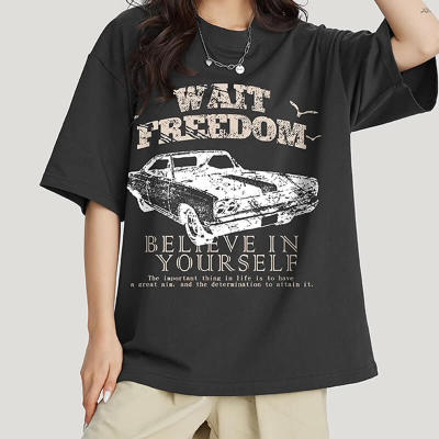 Shabby Old Man Car Printed 230GSM Cotton Short Sleeve T-Shirt - China Streetwear Manufacturer