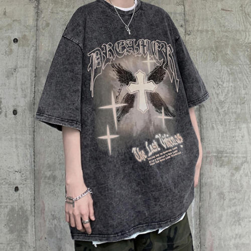 Cross Printed Vintage Short Sleeve T-Shirt - Custom Streetwear Manufacturer - Support OEM, ODM