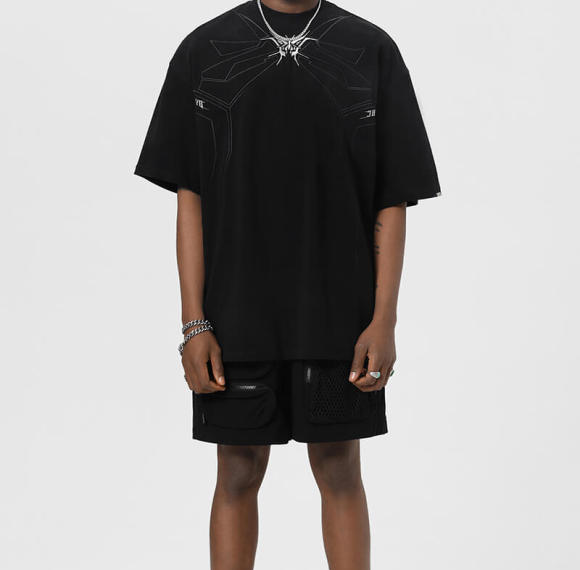 Embroidered Spider Printed Cotton Short Sleeve T-Shirt - Streetwear Customized Manufacturer