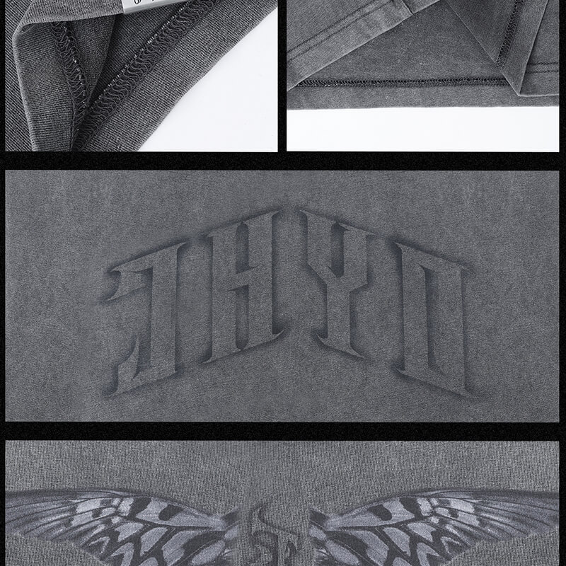 Customizable Butterfly Print Short Sleeve T-Shirt Details 
