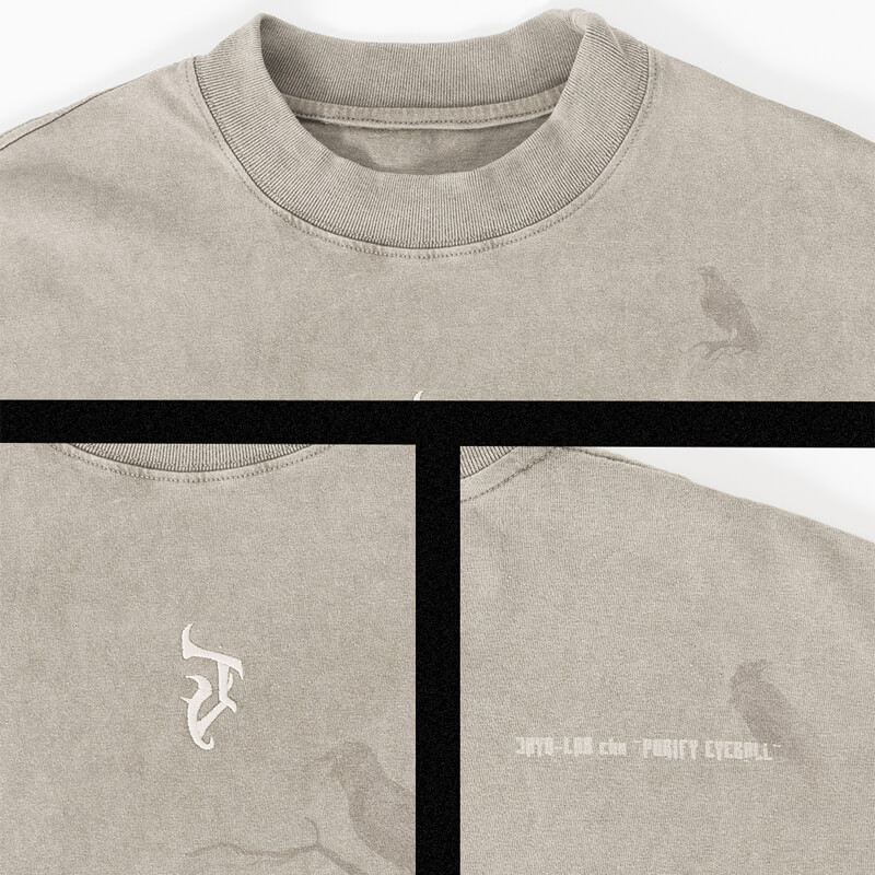 Customizable Raven Print Short Sleeve T-Shirt Details 