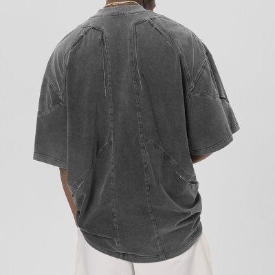 Customized Techno Oversized Streetwear - Vintage Washed Embroidered Printed Short Sleeve T-Shirt