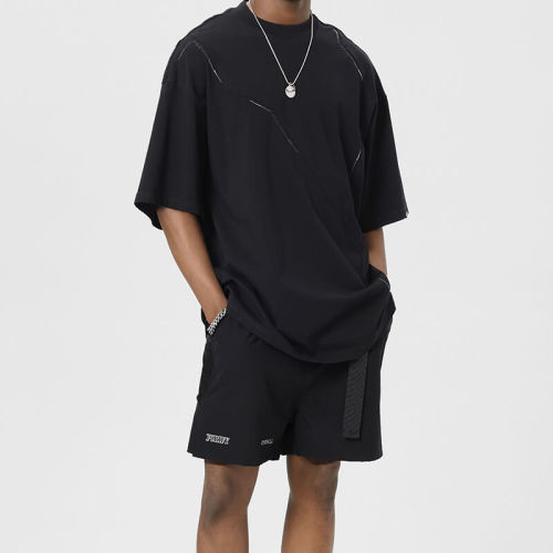 Customized Tech Oversized Streetwear - 250GSM Washed Embroidered Printed Cotton Short Sleeve T-Shirt