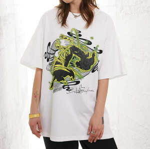 Custom Animal Print Oversized Streetwear - 190GSM Cotton White Ink Direct Print Short Sleeve T-Shirt