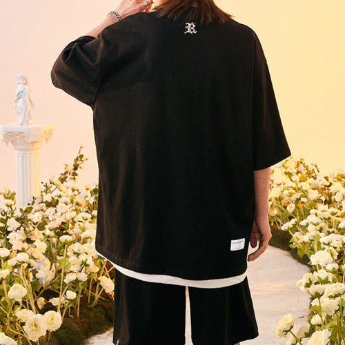 Customized Rose Oversized Streetwear - 190GSM Cotton Sketch Rose Print Short Sleeve T-Shirt
