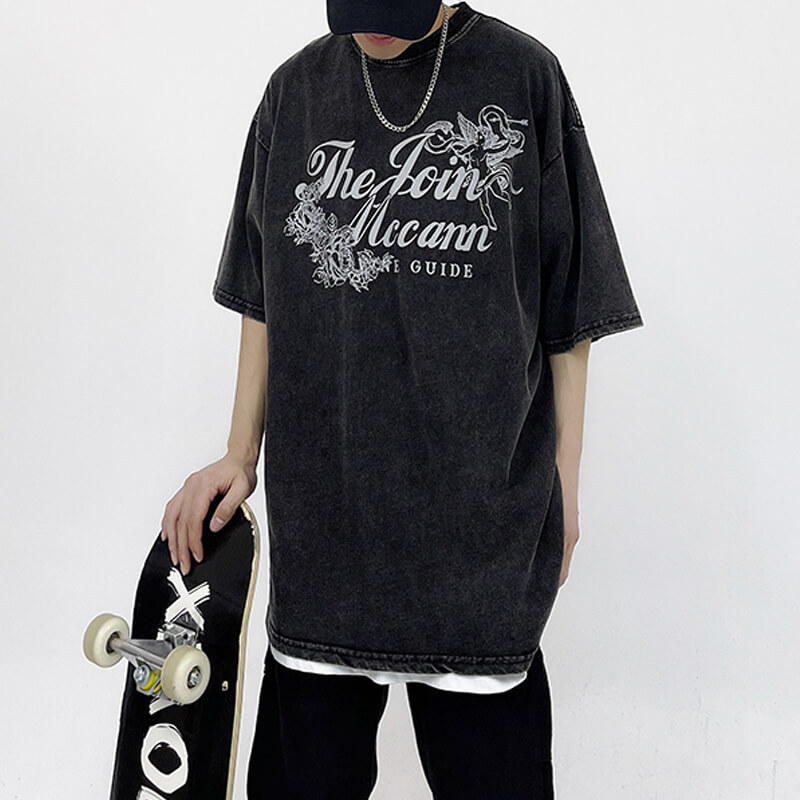 White Ink Direct Print Oversized Short Sleeve T-Shirt Introduction