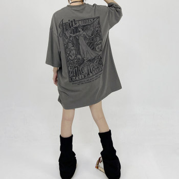 Customized Angel Print Streetwear - 190GSM White Ink Direct Print Oversized Short Sleeve T-Shirt