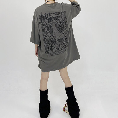 Customized Angel Print Streetwear - 190GSM White Ink Direct Print Oversized Short Sleeve T-Shirt