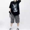 Customizable Angel Print Oversized Streetwear - 190GSM White Ink Direct Print Short Sleeve T-Shirt
