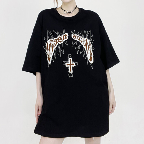 Customizable Cross Print Oversized Streetwear - 230GSM Heavyweight Fashion Short Sleeve T-Shirt