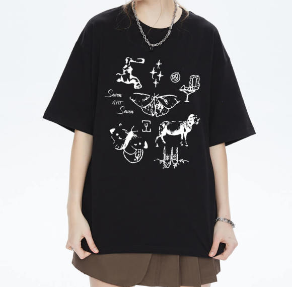 Production Design Graphic Animal Print Streetwear - 190GSM Cotton Oversized Short Sleeve T-Shirt