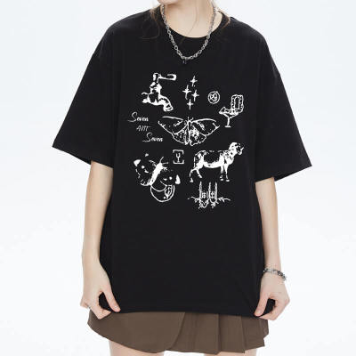 Production Design Graphic Animal Print Streetwear - 190GSM Cotton Oversized Short Sleeve T-Shirt