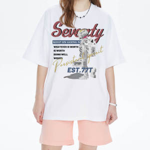 Customized Robot Print Vintage Streetwear - 190GSM Cotton Trendy Oversized Short Sleeve T-Shirt
