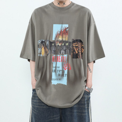 Manufacturing Violent Elements Printed Streetwear - 190GSM Cotton Oversized Short Sleeve T-Shirt