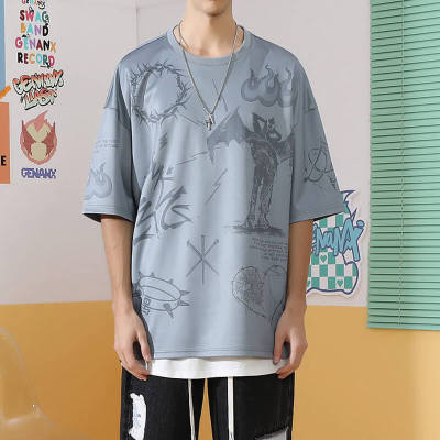 Custom Demon Print Neoprene Fabric Streetwear - 260GSM Heavyweight Oversized Short Sleeve T-Shirt