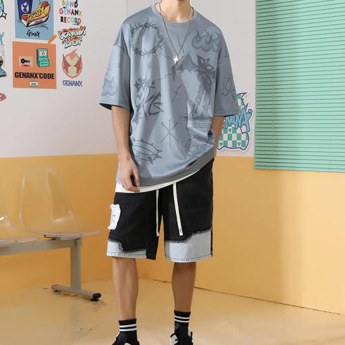 Custom Demon Print Neoprene Fabric Streetwear - 260GSM Heavyweight Oversized Short Sleeve T-Shirt