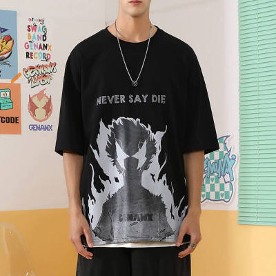 Production Demon Print Personalized Streetwear - 190GSM Cotton Trendy Oversized Short Sleeve T-Shirt
