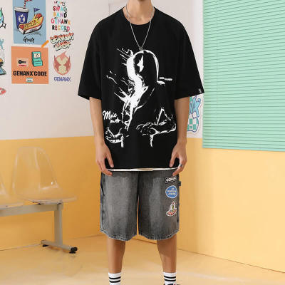 Customized Demon Themed Anime Printed Streetwear - 190GSM Cotton Oversized Short Sleeve T-Shirt