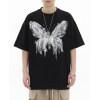 Customized Butterfly Print Oversized Short Sleeve T-shirt - 260GSM Heavyweight Cotton Streetwear