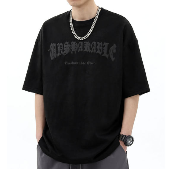 Manufacture Customized Bat Print Short Sleeve T-shirt - 280GSM Heavyweight Trendy Suede T-shirt Mens