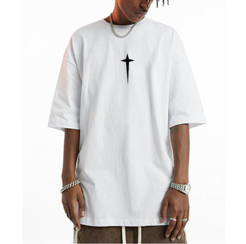 Manufacture Custom Cross Printed Streetwear - 190GSM Cotton Trendy Oversized Short Sleeve T-shirt