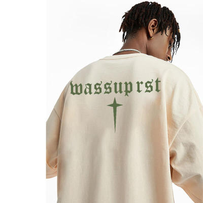 Manufacture Custom Cross Printed Streetwear - 190GSM Cotton Trendy Oversized Short Sleeve T-shirt