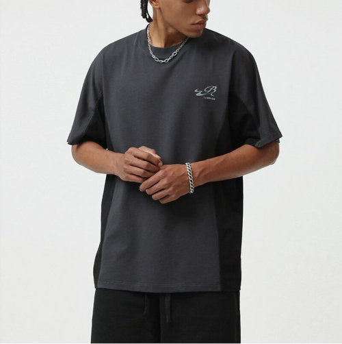Customized Trendy Splicing Streetwear - 265GSM Heavyweight Cotton Oversized Short Sleeve T-shirt
