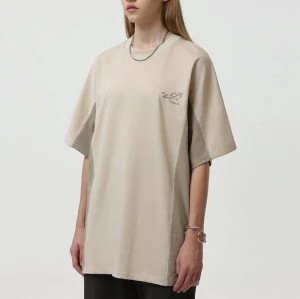 Customized Trendy Splicing Streetwear - 265GSM Heavyweight Cotton Oversized Short Sleeve T-shirt