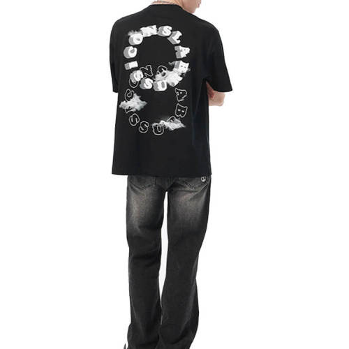 Custom Personalized Printed Streetwear - 230GSM Cotton Letter Print Oversized Short Sleeve T-Shirt