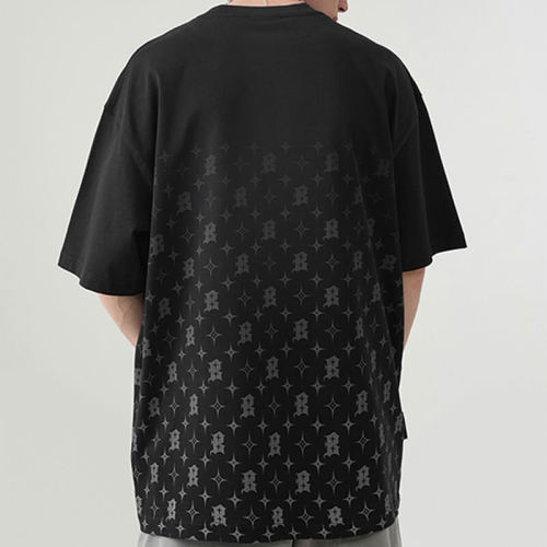 Custom Personalized Pattern T-shirt - 265GSM Four Pointed Star Print Oversized Short Sleeve T-Shirt
