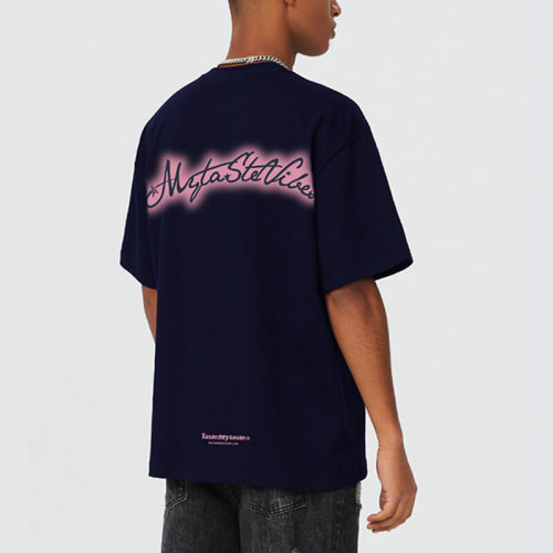 Customized Neon Text Print Streetwear - 270GSM Heavyweight Cotton Oversized Short Sleeve T-Shirt