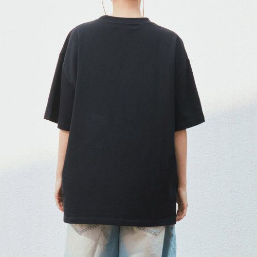 Customized Smoke Letter Print Trendy Streetwear - 270GSM Cotton Oversized Short Sleeve T-Shirt Mens