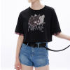 Customized Women's Punk Style Streetwear - 190GSM Cat Printed Slim Fit Short Sleeve T-Shirt Women