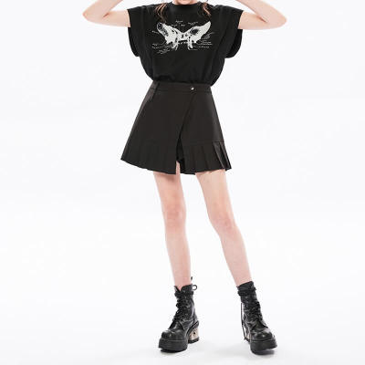 Customized Women Punk Streetwear - 240GSM Heavyweight Butterfly Print Slim Fit Short Sleeve T-Shirt