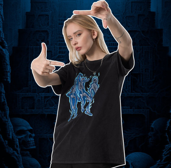 Vintage Skull Print Cotton Short Sleeve T-Shirt | Dark Street Styles | Oversized Fit | 100% Cotton | 50 PCS MOQ