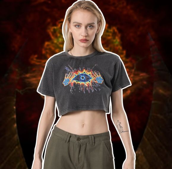 Custom Vintage Womens Cropped Graphic T-shirts | 230GSM 100% Cotton Fabric | Support OEM, ODM