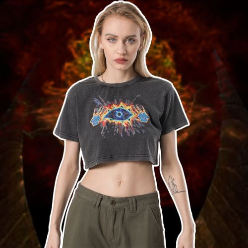 Washed T-shirts Mystery Hot Transfer Print Crop T-shirts Manufacturer