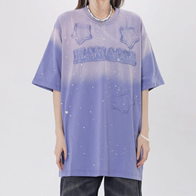 Personalized Printed Women Streetwear - 260GSM Heavyweight Cotton Gradient Vintage Oversized T-Shirt