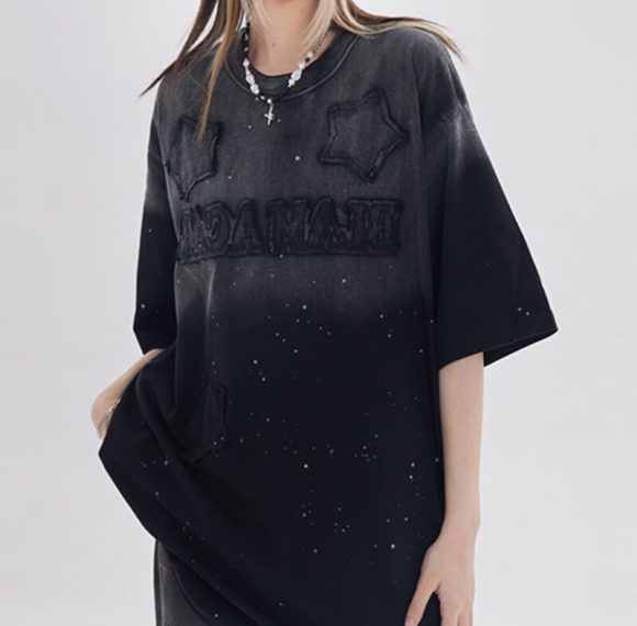 Personalized Printed Women Streetwear - 260GSM Heavyweight Cotton Gradient Vintage Oversized T-Shirt