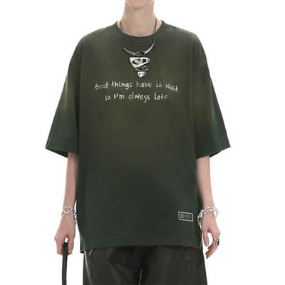 Custom Unisex Washed Streetwear - 270GSM Heavyweight Cotton Gradient Oversized Short Sleeve T-Shirt