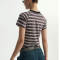 Custom Dark Streetwear Manufacturer - 190GSM Horizontal Stripe Short Slim Fit Women's T-Shirt