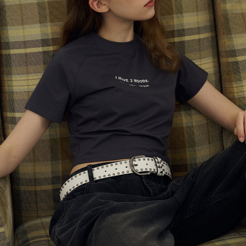 Personalized Graphic Printed T-Shirt - Mood Printed Slim Short Sleeve T-Shirt Women