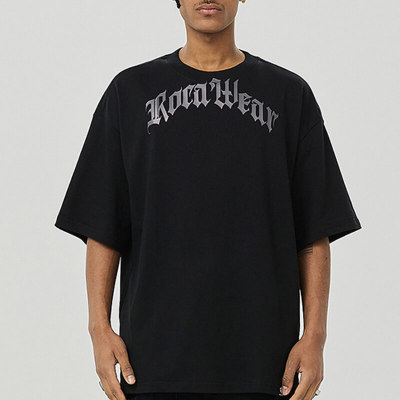 Custom Gothic Font Printed T-Shirt - 250GSM Heavyweight Cotton Oversized Short Sleeve T-Shirt Men