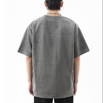 Custom Suede Rivet Streetwear - 280GSM Heavyweight Cotton Oversized Short Sleeve T-Shirt Men