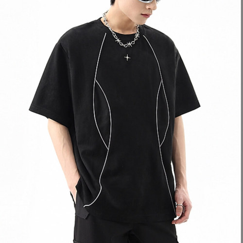 Custom Suede Rivet Streetwear - 280GSM Heavyweight Cotton Oversized Short Sleeve T-Shirt Men