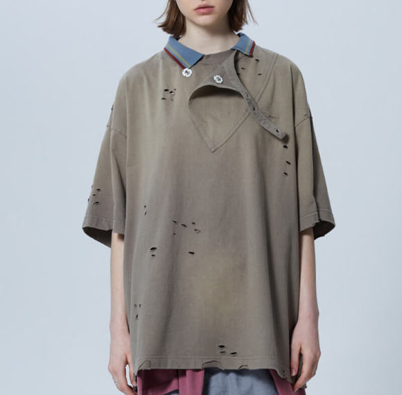 Customized Dark Streetwear Manufacturer - 230GSM Cotton Hole Torn Washed Vintage Oversized T-Shirt